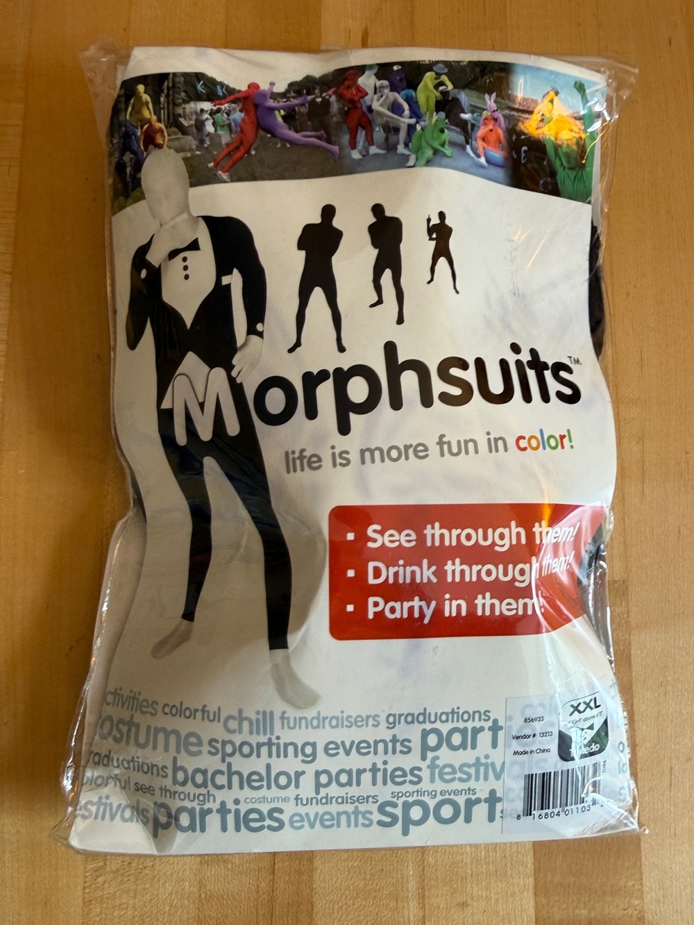 Tuxedo Morphsuit Fancy Dress Costume Adult XXL Party Festival Halloween